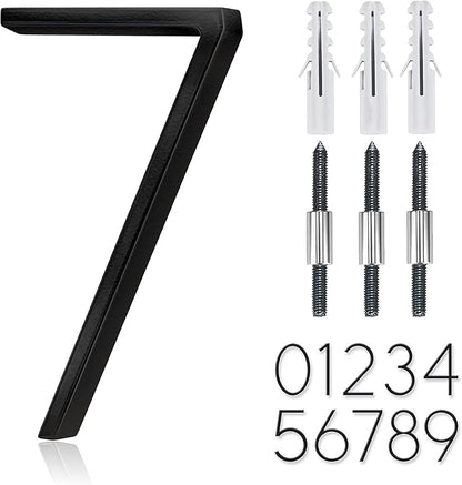 5" Stainless Steel Floating House Number, Metal Modern House Numbers, Mailbox Decor Number with Nail Kit, Coated Black, 911 Visibility Signage (7)