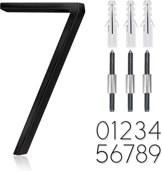 5" Stainless Steel Floating House Number, Metal Modern House Numbers, Mailbox Decor Number with Nail Kit, Coated Black, 911 Visibility Signage (7)
