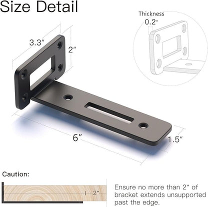 LEOPO 6 Inch 6 Pack Openwork T Shelf Brackets for DIY Floating Shelf,1/5 Inch Thick Heavy Duty Metal Shelf Bracket,L Brackets for Shelves Support