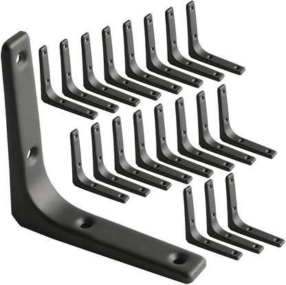 SAYAYO Black Shelf Bracket 20 PCS, 4 x 4 Inch L Shape Wall Brackets Heavy Duty Metal Bracket Hanging Angle Brackets Shelf Support