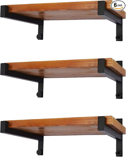 6 Pcs Heavy Duty Shelf Brackets 12 Inch Wall Mounted Industrial Metal Shelving Supports with Lip