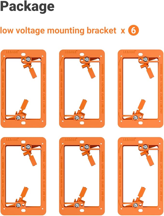 Low Voltage Mounting Bracket 1 Gang for Ethernet Wall Plate, Low Voltage Box for Telephone Cord, Network Cable, Hdmi Cable, Coax Cable, and Speaker Wire, 6 Pack