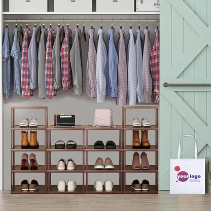Vertical Shoe Rack-Tall Narrow Shoe Rack Organizer for Small Spaces,17Tier Bamboo Shoen Shelf for Entryway,Closet,Corner,Doorway,Skinny Shoe Shelf Space Saving Shoe Storage,Free Stackable DIY