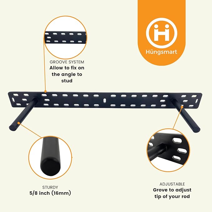 Floating-Shelf Brackets - Heavy Duty Black Steel Hidden Wall Shelves (Backplate: 22 x 2 inch, 4 inch Rod)