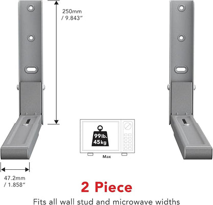 AVF Steel Universal Wall-Mounted Microwave Brackets in Silver (Set of 2)