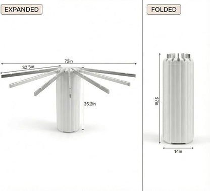 Wall-Mounted Drying Rack Clothing Foldable, Space-Saving Laundry Drying Rack with 7 Rods Perfect for Versatile Indoor and Outdoor Use in Apartment, Bathroom, RV, Balcony and Bedroom