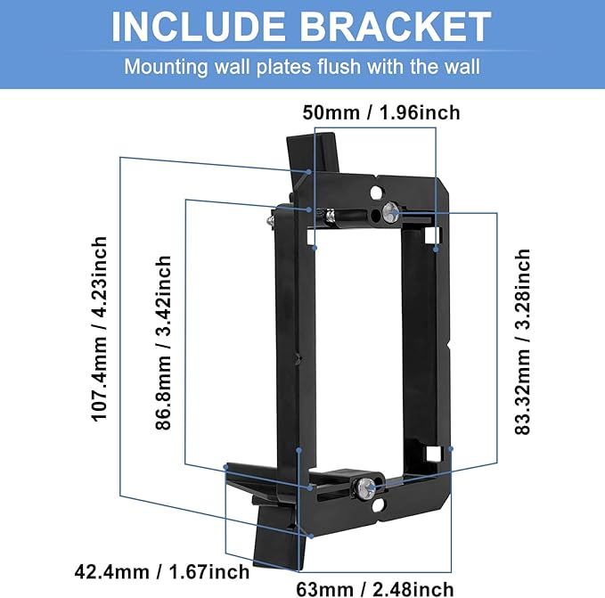 Brush Wall Plate with Low Voltage Mounting Bracket - Cable Pass Through Wall Plates for Home Theater, and TV Wall Outlets, Single Gang Cable Access Strap, Durable Wire Hider Wall Socket