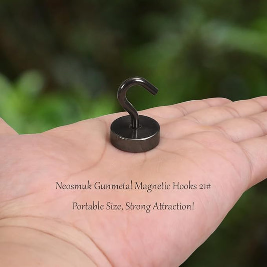 Neosmuk Magnetic Hooks, Cruise Ship Essentials, 40lb+ Heavy Duty Magnetic Hooks for Cruise Cabins, Refrigerator, Grill, Hanging, and Travel | Extra Strong Must-Haves Magnet Hook,Gunmetal,Pack of 5