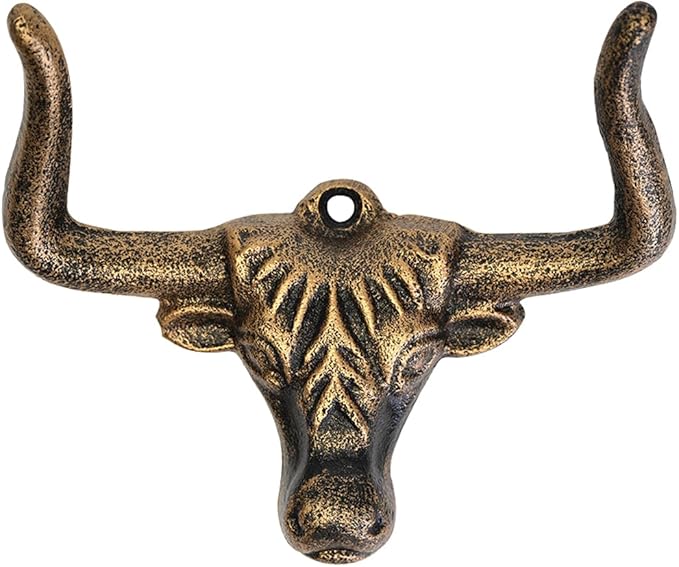 1 Pack Cast Iron Wall Hook,Animal Towel Hook,Key Hanger,Bull Head Wall Decor,Entryway Coat Hooks,Old Farmhouse Decor