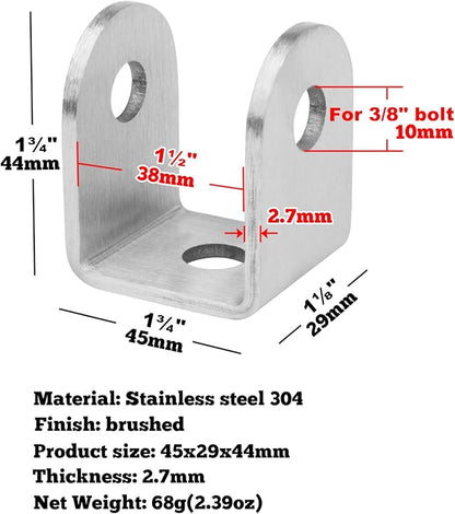 GBGS U Bracket 1-1/2",304 Stainless Steel,10 Pack