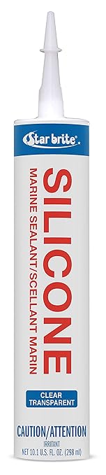 STAR BRITE Marine Silicone Sealant - Clear 10.1 Oz - Waterproof, Durable, UV Resistant, for Fiberglass, Metal, Wood, Glass, Ceramic & More (082122)