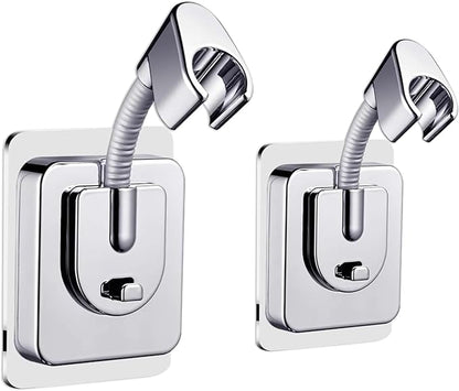 2pcs Shower Head Holder Wall Mount, 360° Adjustable Handheld Holder, No-Drill Strong Adhesive Wand Bracket, Waterproof Shower Handle Holder Fits up to 0.83 Inch, Bathroom Accessories, Chrome