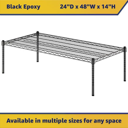 24" x 48" x 14" Black Epoxy Wire Storage Shelf, Dunnage Rack, Commercial 1 Tier Small Shelf