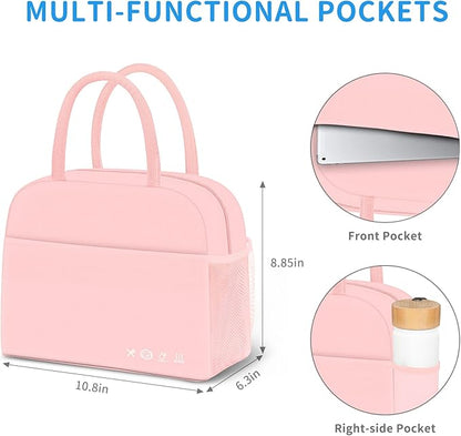 DALINDA Lunch Bag Lunch Box for Women Men Reusable Insulated Lunch Bags for Adults,Leakproof Cute Cooler Lunch Tote Bag,Large Capacity for Work Travel Picnic, PINK