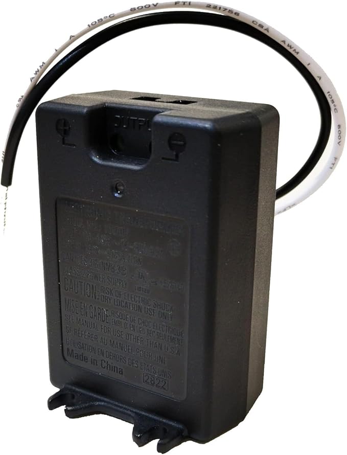 Newhouse Hardware 16TR-P 120-240V Input, 16 VDC/10VA Output Doorbell Transformer with Plastic Casing, Black, UL Certified