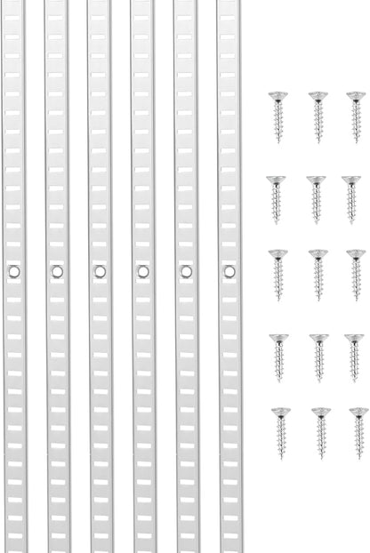 VEVOR Shelf Pilaster, 72.7-inch 20 Pack, Adjustable Shelf Brackets Steel Mortise Mount Pilaster Strip Standards with 140 Screws, Suitable for Wall Shelving System Cabinet Closet Organization