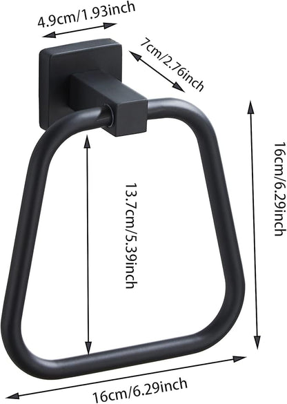 Matte Black Towel Ring for Bathroom, Kitchen Bath Towel Holder Hangers Wall Mount Heavy Duty Stainless Steel