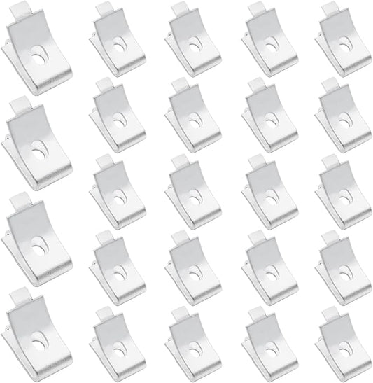 24 Pack Pilaster Shelf Support Clip, Adjustable Metal Shelving Brackets Clips for Kitchen Cabinet Bookcase (Silver)