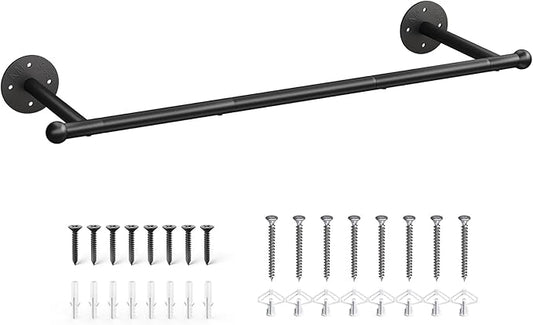 OROPY Industrial Pipe Clothing Rack, Wall Mounted Clothes Rack, Closet Rods For Hanging Clothes, 33" Multi-purpose Hanging Rod for Laundry Room, Bedroom and Closet Storage