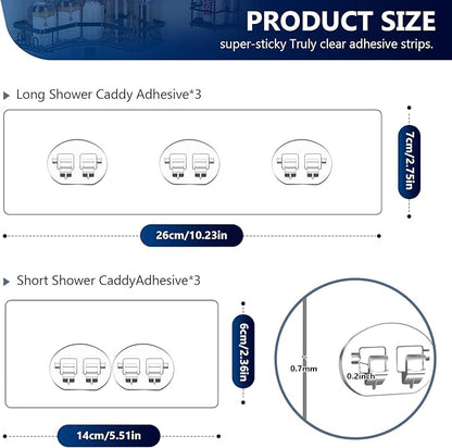 DSJIFGEW Shower Caddy Adhesive Replacement Stickers - 6 Pack No Drilling Shower Caddy Adhesive Strips, Strong Adhesive Hooks for Shower Caddy Bathroom Storage Shelves and Kitchen Racks & Soap Holder