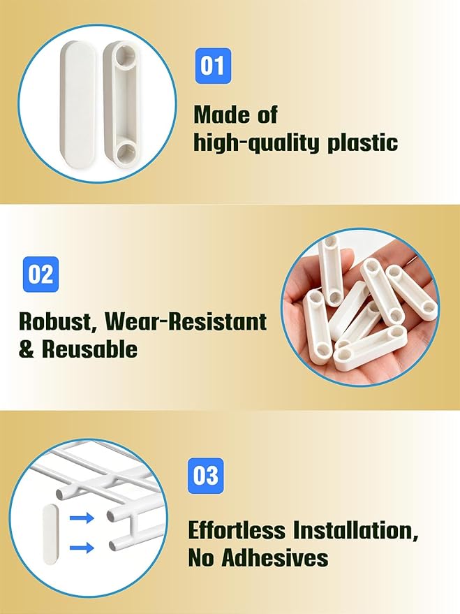 8 PCs Plastic Closet Rod End Caps and Wire Shelf Covers - Gasket Spacer Caps, Closet System Pole Accessories & Replacement Parts for Wardrobe Shelving, Snap-On Installation for DIY Home Organization