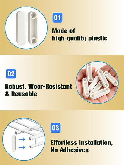8 PCs Plastic Closet Rod End Caps and Wire Shelf Covers - Gasket Spacer Caps, Closet System Pole Accessories & Replacement Parts for Wardrobe Shelving, Snap-On Installation for DIY Home Organization