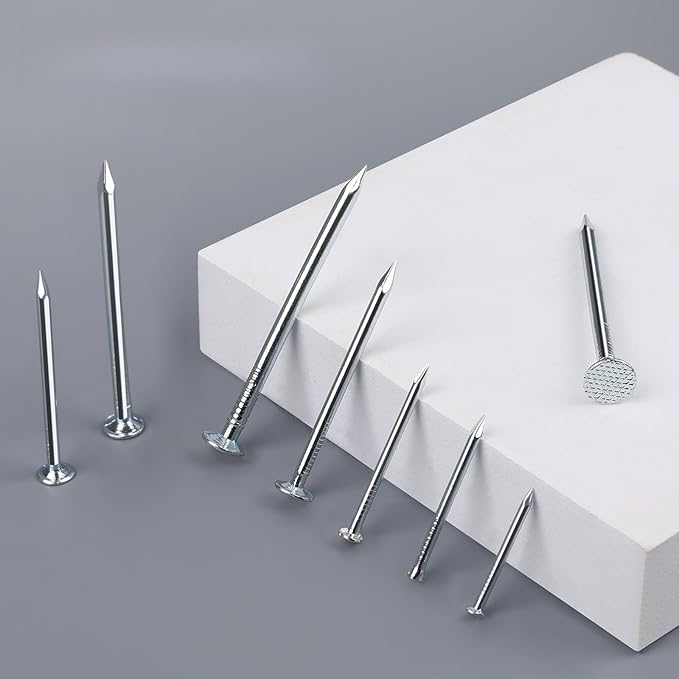 TJBORJT 400pcs Hardware Nails for Hanging Pictures,Up to 2 inch long, Finishing Nails Assortment Kit for Wall Art Decor, Small Nails for home use,5 sizes Picture Hanging Nails, Wall Nails,Wood Nails