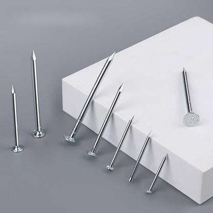 TJBORJT 400pcs Hardware Nails for Hanging Pictures,Up to 2 inch long, Finishing Nails Assortment Kit for Wall Art Decor, Small Nails for home use,5 sizes Picture Hanging Nails, Wall Nails,Wood Nails