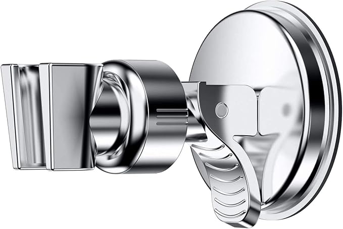 OUO Adjustable Shower Head Holder, Bathroom Suction Cup Handheld Shower Head Bracket, Removable Handheld Showerhead & Wall Mounted Suction Bracket (Silver)