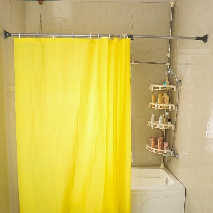 BAOYOUNI Expandable Shower Curtain Tension Rod Metal Window Closet Wardrobe Rail Clothes Hanger Drying Rack 29.4mm Diameter (Grey, 45-66.9 Inches)