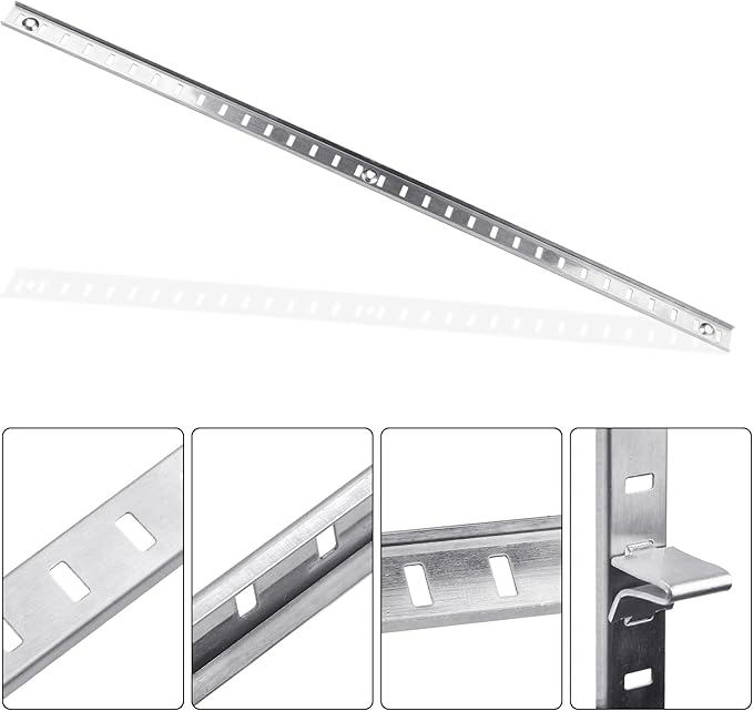 Xadnitu 20 Packs 17 Inches Metal Pilaster Shelf Bracket Rails with Adjustable Shelving Support Clips and Mount Screws for Cabinet, Shelves Storage