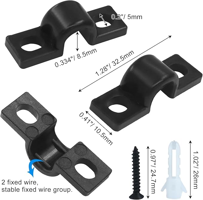 Hordion 24PCS Wire Shelf Loop Clips Plastic Shelf Clips for Wire Shelving – Black