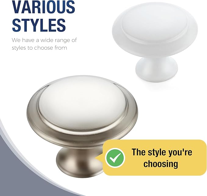 JOY DECOR 30 Pack Brushed Nickel Cabinet Drawer Hardware 30mm Kitchen Cabinet Knobs Drawer Pulls with Installation Screws for Dressers Kitchens Cupboard