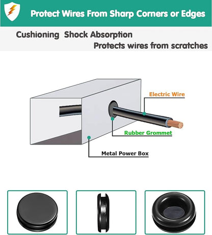 Rubber Grommet Kit 200 Pack - 7 Sizes Firewall Rubber Hole Plugs - Automotive, Home Improvement Cord Pipe Wire Organization