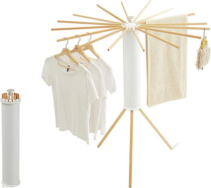 JOOM Tripod Clothes Drying Rack, Garment Rack Portable and Foldable Space Saving Laundry Drying Rack - Drying Rack Clothing Floor Folding Balcony Bedroom Household Wooden