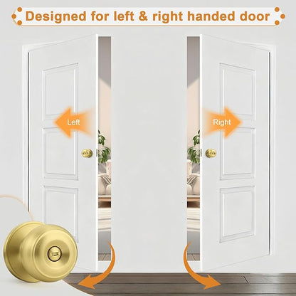 Probrico Brushed Brass Door Knob, Gold Bedroom Bathroom Door Knobs Inteior, Privacy Door Knobs, 1 Pack