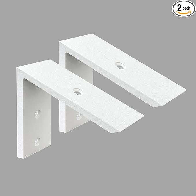 Heavy Duty 6 Inch White Granite Countertop Support Bracket 2 Pack - 6"x6"x2.5" Shelf L Bracket Mantel Corbels for Quartz, Granite, Wood, Concrete, Laminate Countertops