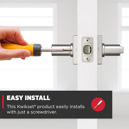 Kwikset Casey Door Handle, Privacy, Satin Nickel | Interior Lever | Keyless Turn Lock | Microban Protection | Pack of 2
