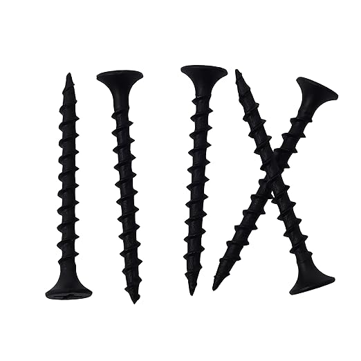 160pcs #6 × 1-1/2 inch High Hardness Drywall Screws, Black, Coarse Thread, Phillips Drive, Bugle Head, Black Wood Screws, Wood and More (1-1/2 in, 160)