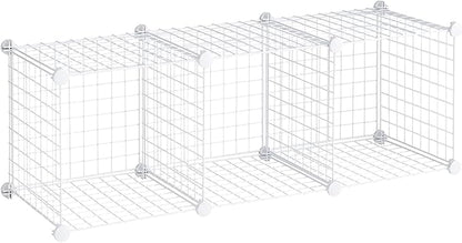Rubbermaid 3 Piece Storage Wire Stackable Cube Set Easy Assemble White for Closet/Bookshelf/Toys Multi-Use Home Organizer