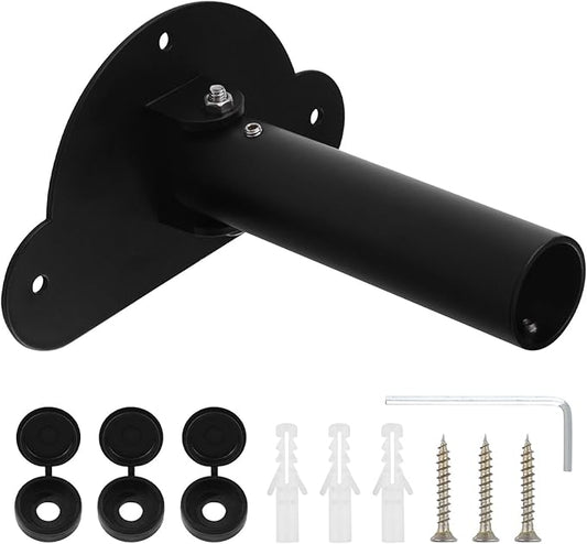 Adjustable Shower Curtain Rod Bracket 1 Pack Aluminum Alloy Shower Curtain Rod Single Swivel Flange Heavy Duty Closet Rod Bracket with Screws (Black)