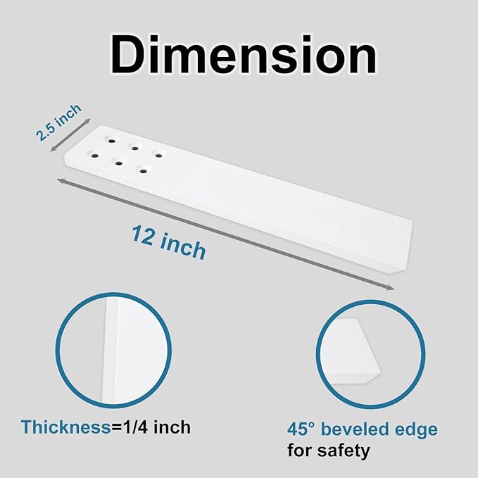Countertop Support Bracket 3 Pack 14" Lx 2.5" W Hidden White Knee Wall Support Countertop Bracket 3/8" Thick Heavy Duty for Quartz/Granite/Wood/Concret Countertops Screws Included