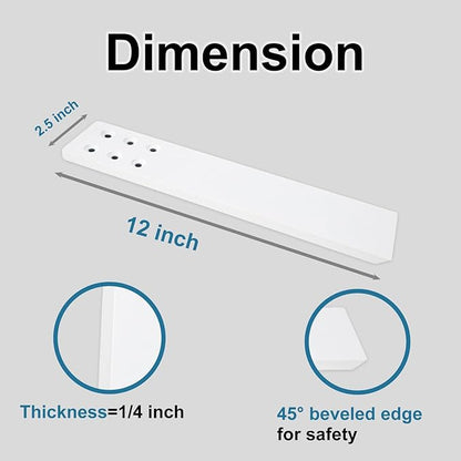 Countertop Support Bracket 3 Pack 14" Lx 2.5" W Hidden White Knee Wall Support Countertop Bracket 3/8" Thick Heavy Duty for Quartz/Granite/Wood/Concret Countertops Screws Included