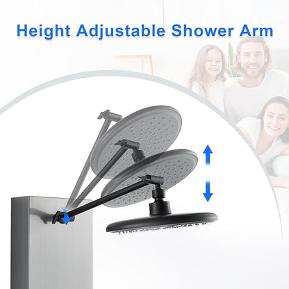 POPFLY Shower Panels System with 8-inch Rainfall Shower and Shelf, Shower Tower with Adjustable Head, 6 Body Jets and 5-Setting Handheld Shower, Brushed Nickel, Stainless Steel