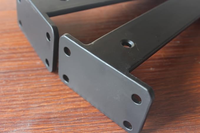 6 Pack - 9 inch Black Hidden L Shelf Bracket (1/5 Inch Thicked) Iron Floating Shelf Brackets Rustic Industrial Metal Brackets for Shelf Support