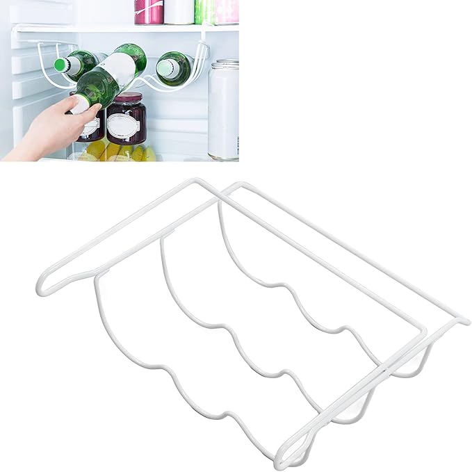 Fridge Wine Rack - Universal Refrigerator Bottle Holder Holds 3 Bottles, White, Inside Appliance
