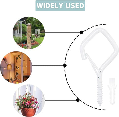 100 PCS White Eye Screw Hooks for Hanging Heavy Duty with Safety Buckle.Metal Ceiling Hooks for Hanging Plants Cup Wind Chime Bird Feeders Patio Lights at Indoor&Outdoor