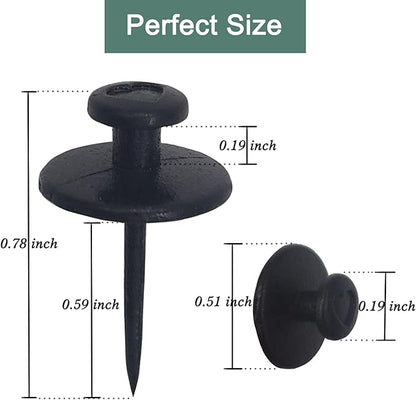 30 PCS Push Pins Picture Hangers Wall Hooks, Double Headed Thumb Tacks for Wall Hangings, Renter Friendly Decor Small Picture Frame Hangers for Drywall Cork Board Home Office Photo Decorations(Black)