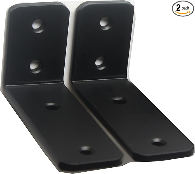 2 Pack - L 4" x H 2" x W1.5, 5mm Thick Black L Shelf Bracket, Iron Shelf Brackets, Metal Shelf Brackets, Floating Shelf, Shelf Supports with Screws
