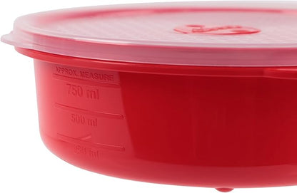 Décor Microwave Food Containers Set | 3 Pack - 3 x 900ml | Steam Release Vent | Dishwasher & Freezer Safe | Red